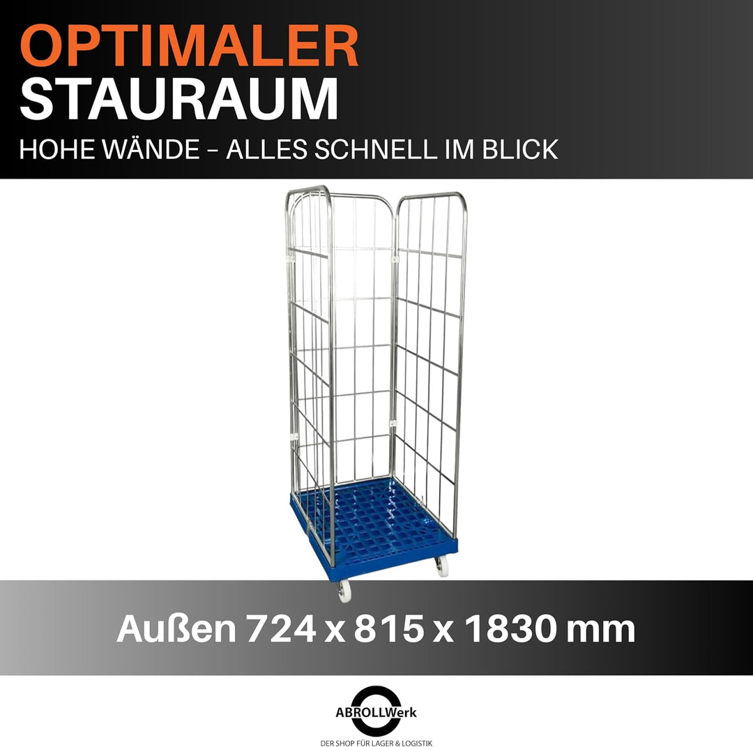 2X Gitterwagen für gelbe Säcke mit 3 Seitengittern – 2er Set Rollbehälter mit 1650 mm Vzb als Perfek