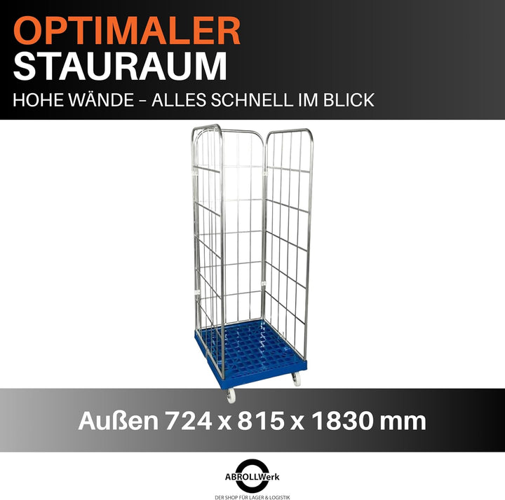 2X Gitterwagen für gelbe Säcke mit 3 Seitengittern – 2er Set Rollbehälter mit 1650 mm Vzb als Perfek