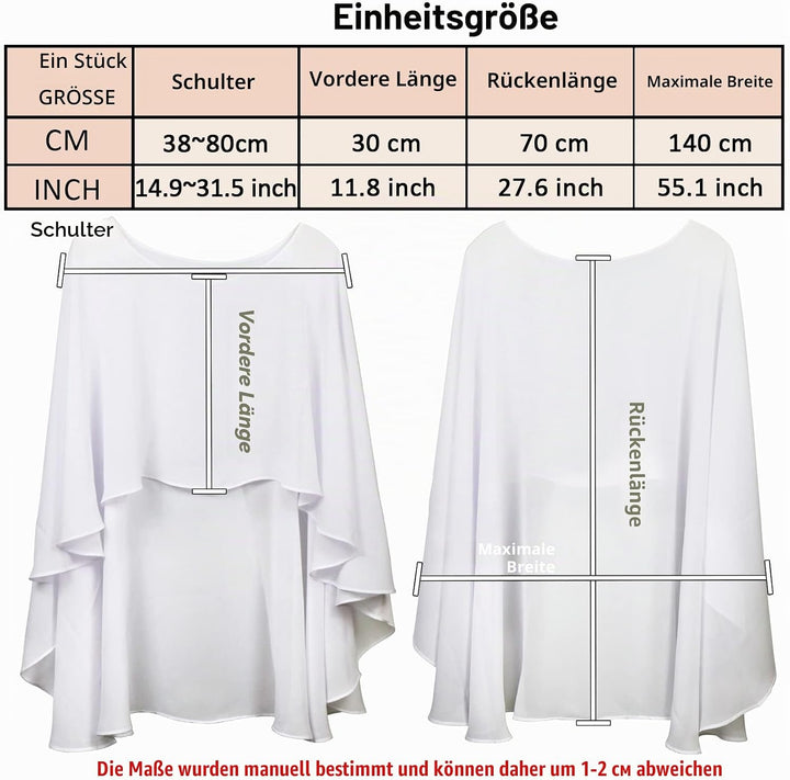 Ladiery Sheer Chiffon Capes Weiche Capelets für Frauen, leichte Tücher und Wraps für Abendpartykleid