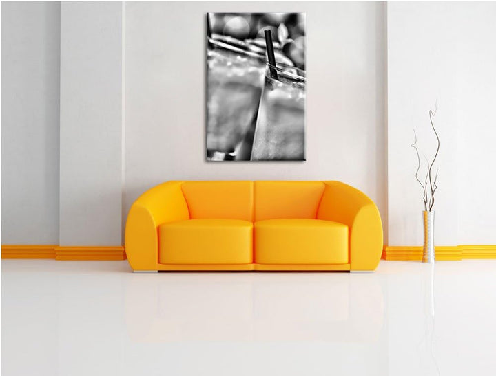 Pixxprint Monocrome, frischer Sommercocktail, Format: 100x70 auf Leinwand, 100x70