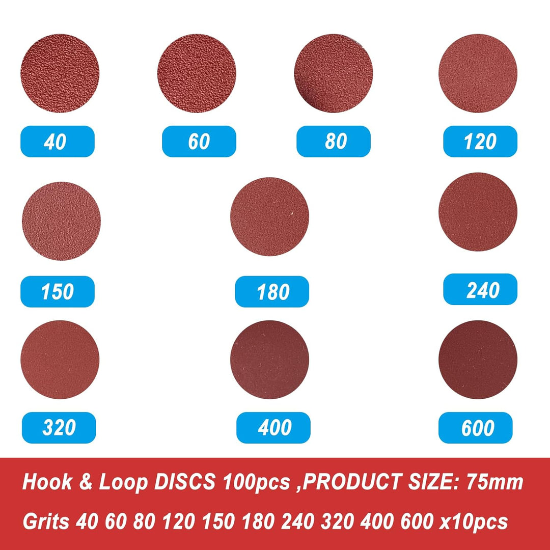 100 Stück Schleifpapier Klett 75mm Körnung 40 60 80 120 150 180 240 320 400 600 Geeignet für Mini-Po
