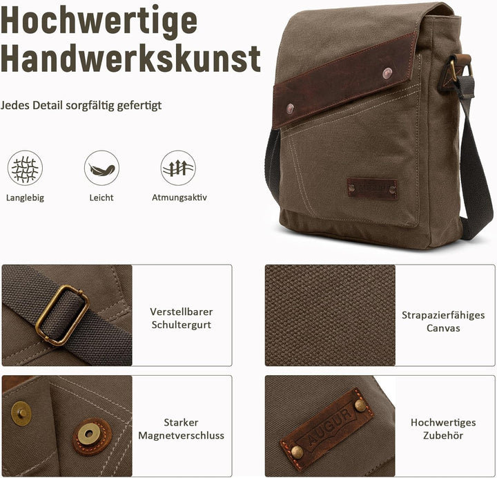 DORRISO Herren Umhängetasche Mode Leinwand Schultertasche Reise Schultertaschen Leicht Kuriertasche
