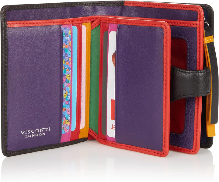 VISCONTI 100% Pur Leder Portemonnaie Damen RFID Schutz Geldbeutel Geldbörse Bifold Mehrfarbig Portmo