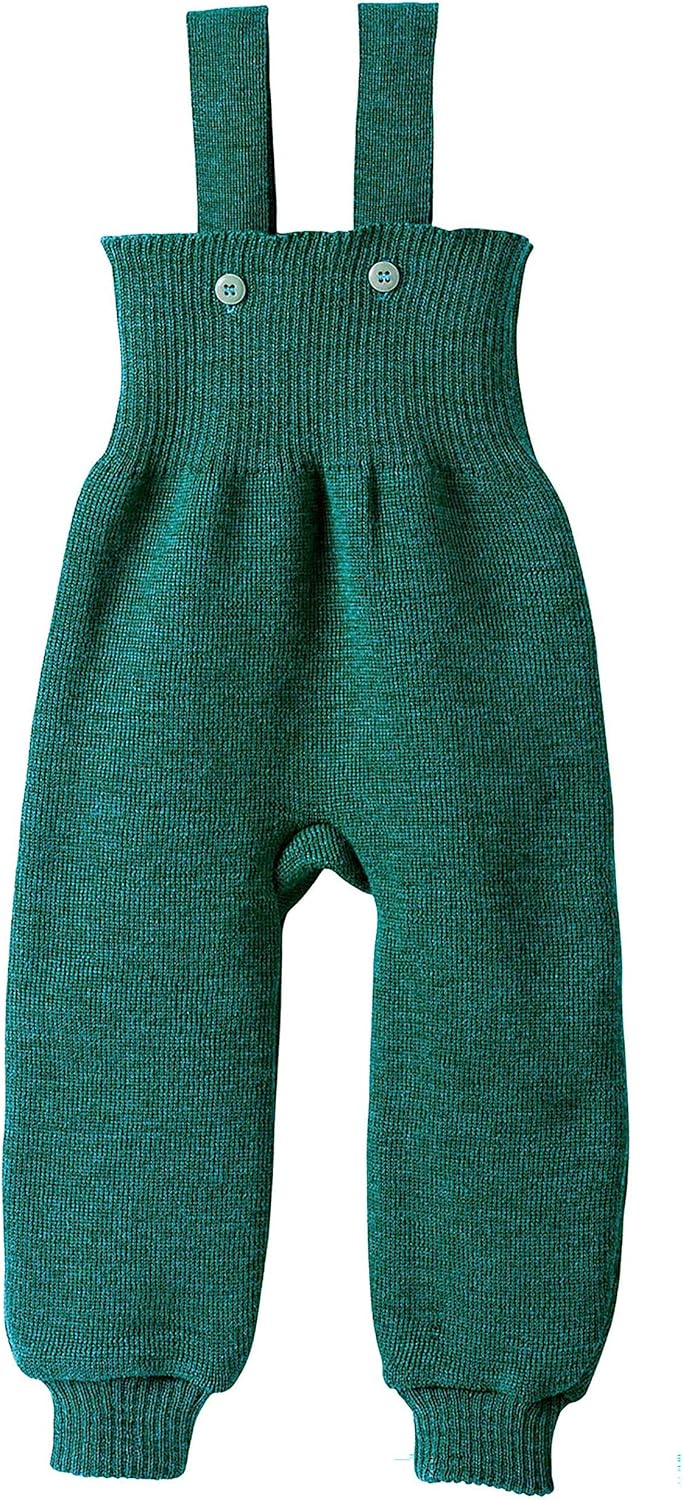 Disana STRICK-TRÄGERHOSE, mit hohem Bund | 100% Bio-Merinowolle GOTS, IVN Best | Newborn Baby Kleink