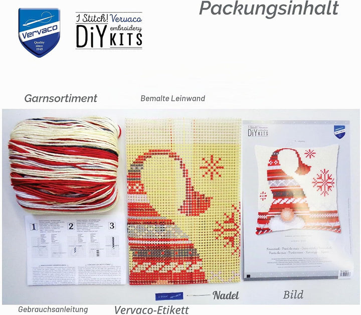 Vervaco Stickpackung für Kreuzstichkissen vorgedruckt, Baumwolle, weiss, 40 x 40 x 0,3 cm, 40 x 40 x