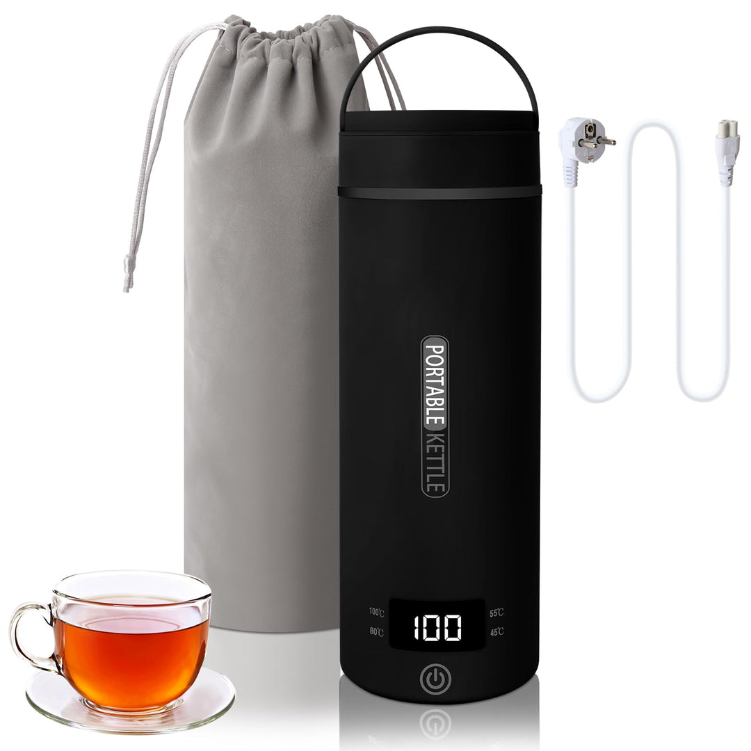 Reise Wasserkocher Klein Elektrische, 500ML/300W Tragbarer Wasserkocher Mini Wassertasse Edelstahl 3