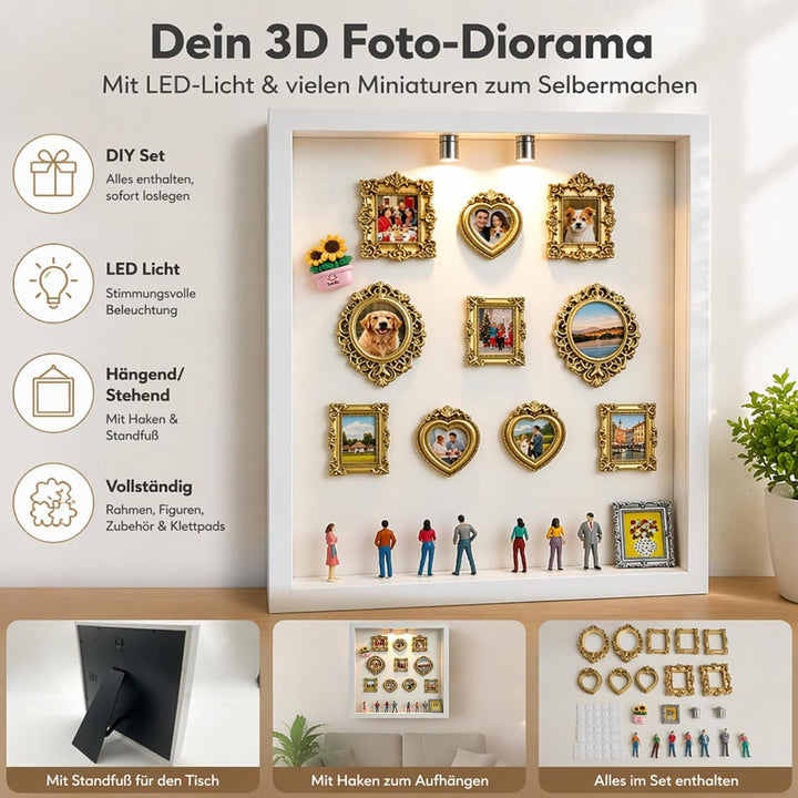 DIY Mini Museum Silhouettenbox 3D Bilderrahmen Zum Befüllen Set Fotorahmen | 10-Mini-Bilderrahmen 9-