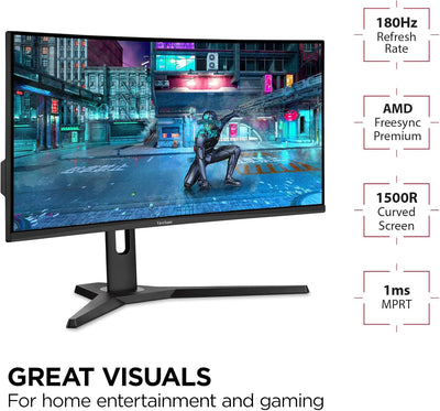 Viewsonic VX3418-2KPC 86,4 cm (34 Zoll) Curved Gaming Monitor (UWQHD, Adaptive Sync, 1 ms, 144 Hz, H