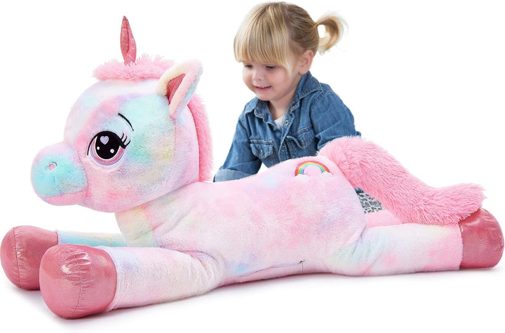 MorisMos riesen Einhorn Kuscheltier XXL,110cm Pink Rosa gross Einhorn plüschtier Stofftier, Geburtst
