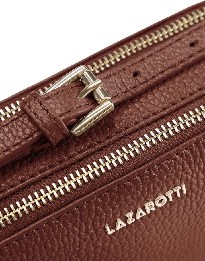 Lazarotti Bologna Leder Umhängetasche Damen | 2 Hauptfächer &amp; längenverstellbarer Schulterriemen | m
