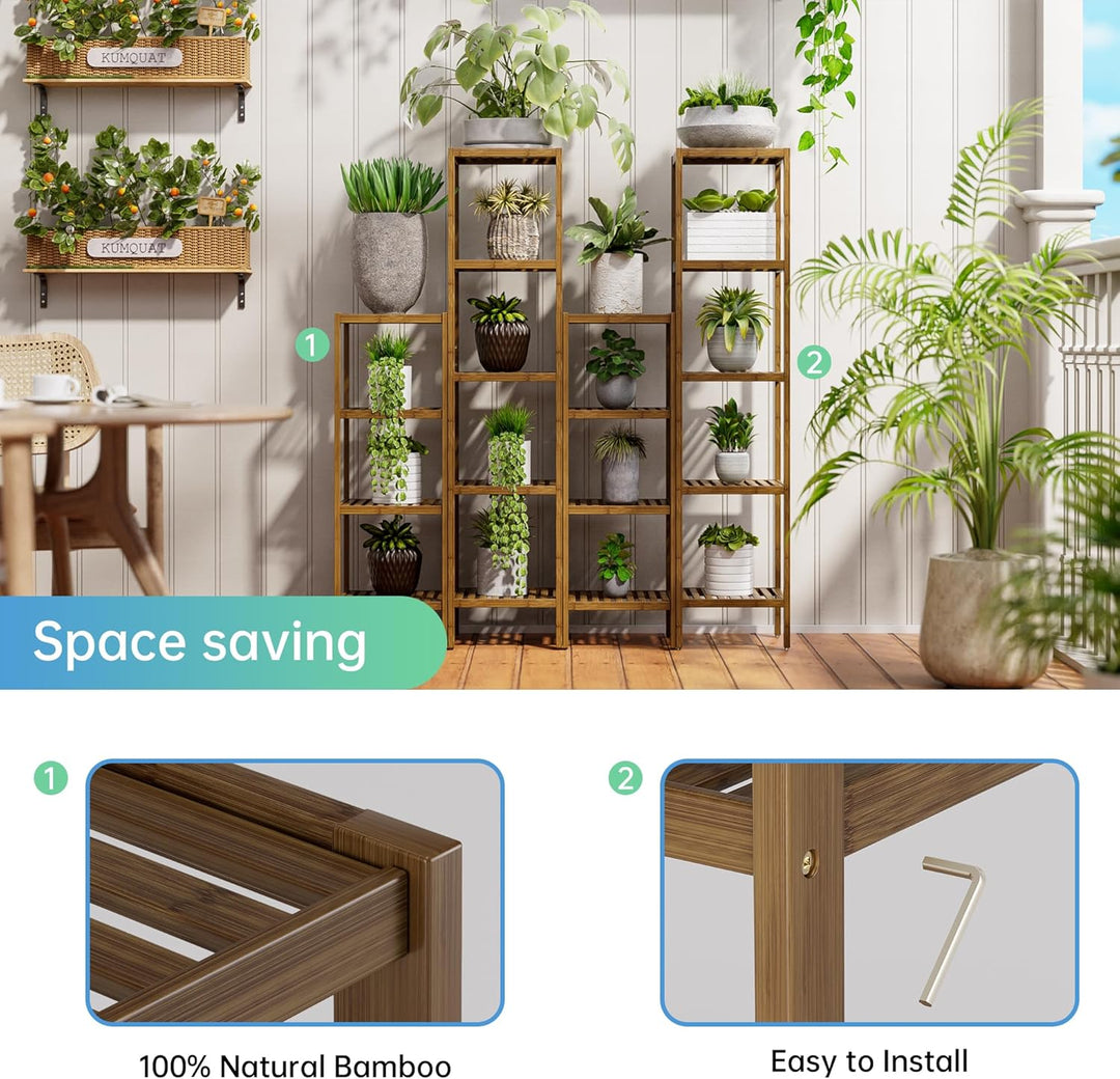 SMIBUY Badezimmer-Aufbewahrungsregal, 4 Ebenen, Bambusregal, Organizer, multifunktionales Regal für