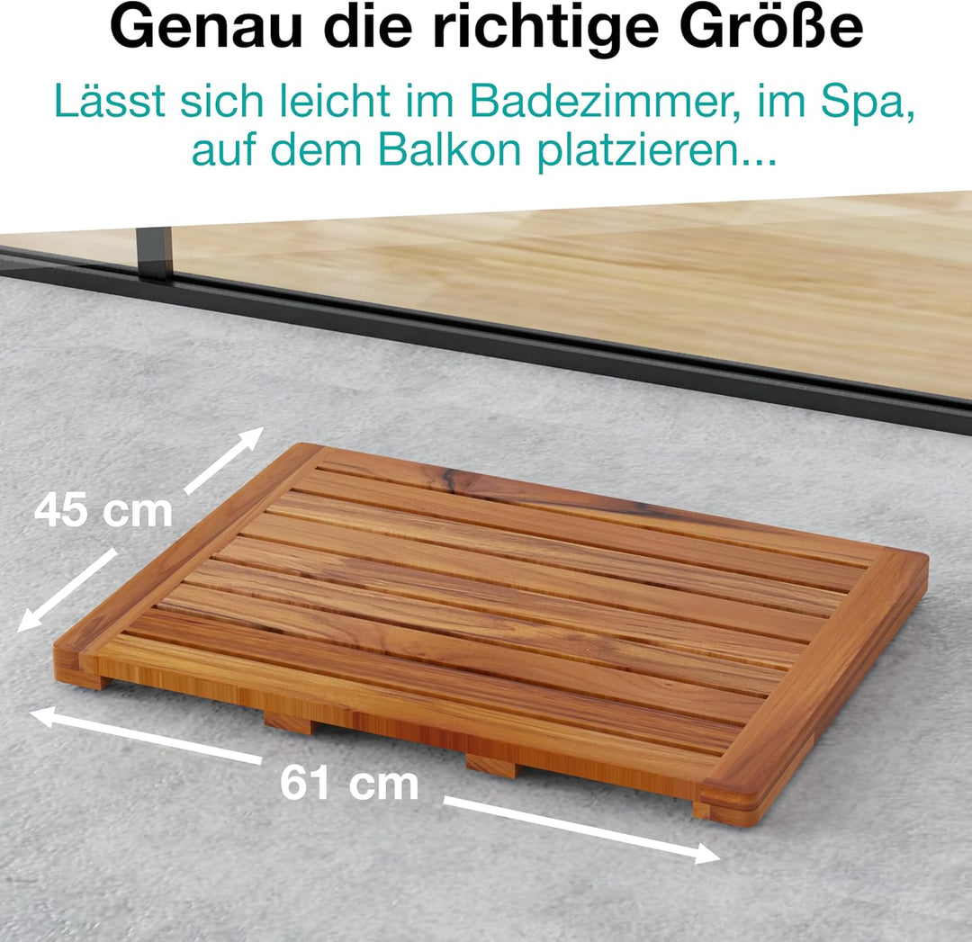 Hovea - Badematte aus Teakholz 61 x 45 cm - Duschmatte Holz - Euchtigkeitsbeständig, Schimmelresiste