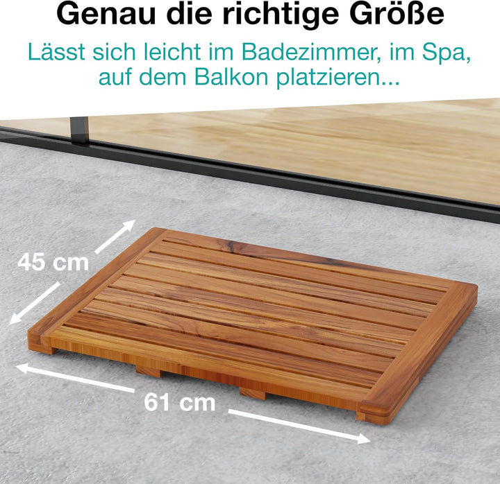 Hovea - Badematte aus Teakholz 61 x 45 cm - Duschmatte Holz - Euchtigkeitsbeständig, Schimmelresiste