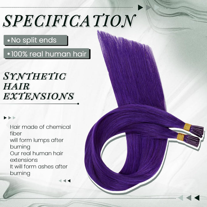RUNATURE Extensions Echthaar Bonding I Tip 40cm Lila Fusion Haarverlangerung Echthaar Bonding Remy E