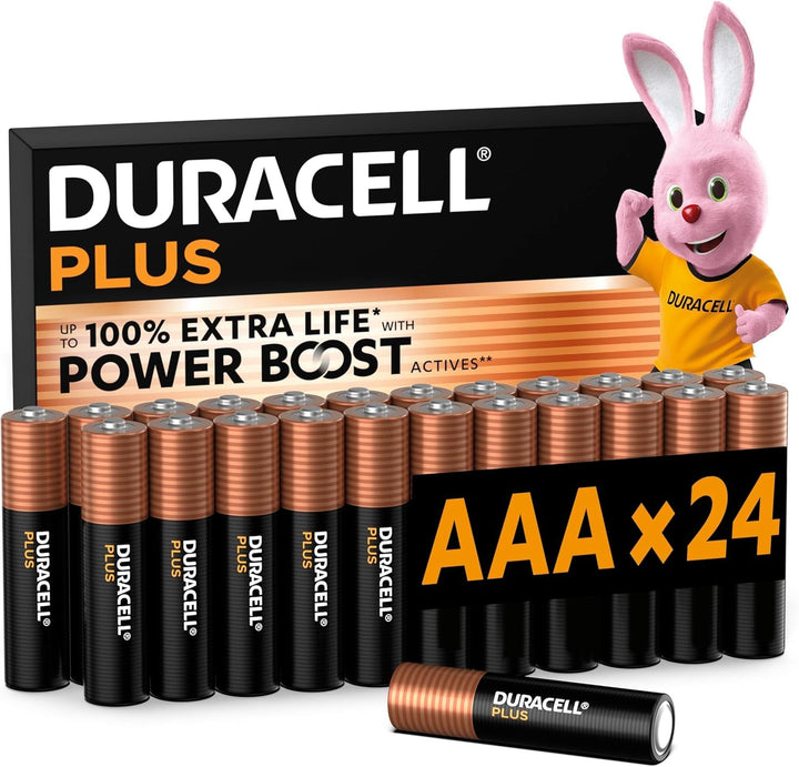 DURACELL Plus AAA-Batterien (24er-Pack) – Alkaline-Batterien 1,5 V AAA Pack of 24, AAA Pack of 24