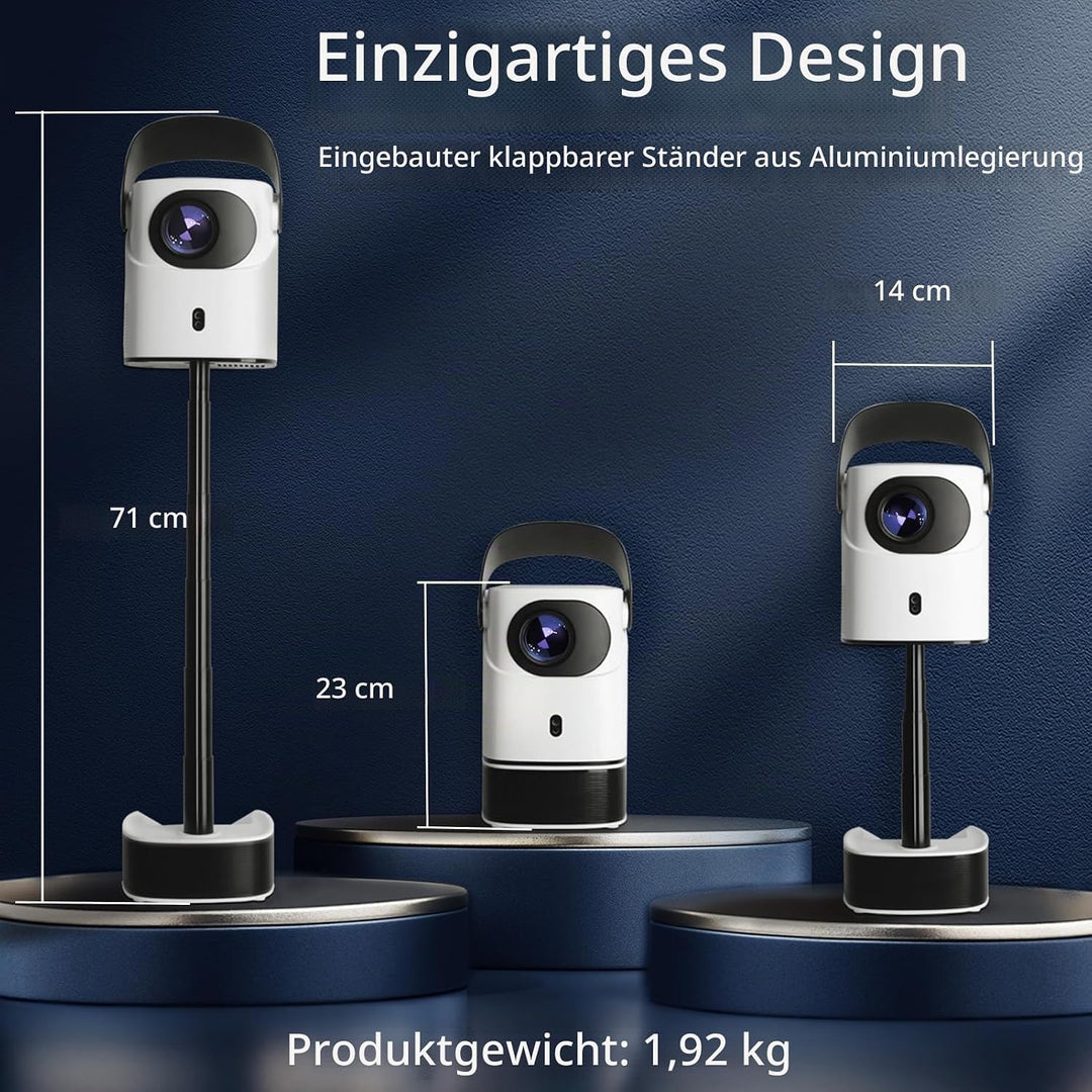 Smart Beamer, Tragbarer Projektor with WiFi &amp; Bluetooth 5.4, 1080P Video Proyector 600 ANSI Lumen, 1