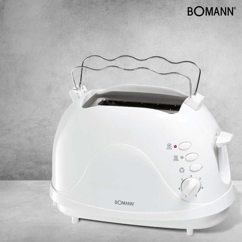 Bomann Toaster TA 246 CB, 2 Scheiben-Toaster, Brötchenaufsatz, Auftau-/Aufwärm-/Schnellstoppfunktion