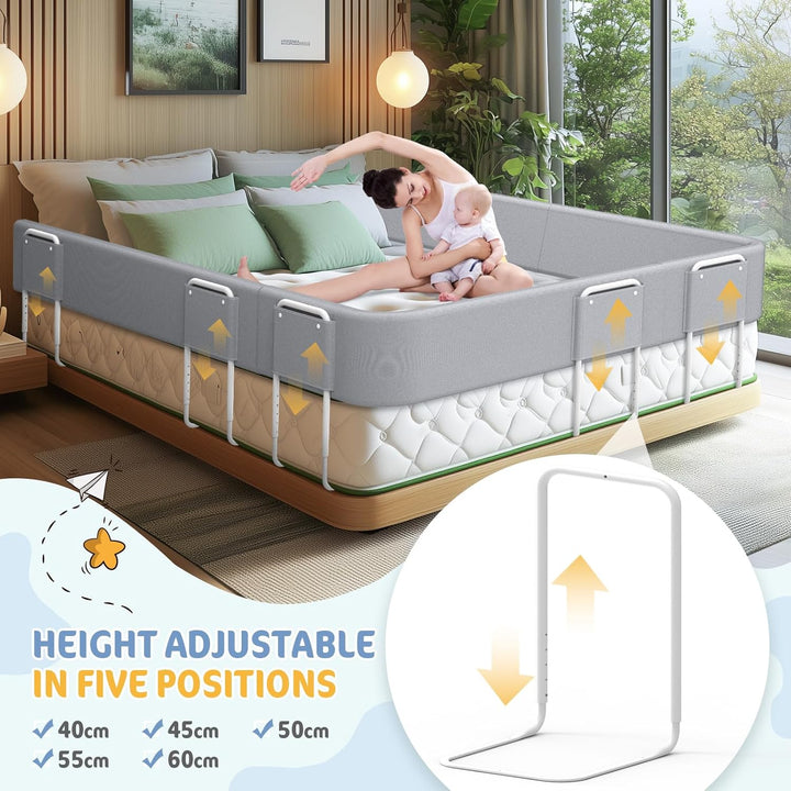 Bettgitter für Kinder – Rausfallschutz und Bettkantenschutz für Babybett und Kinderbett, Höhenverste