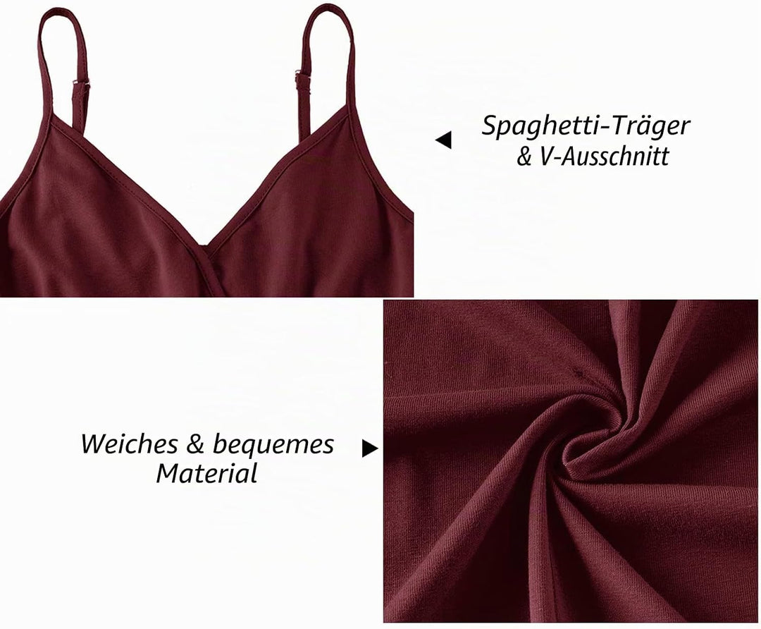 Newshows Sommerkleid Damen Lang Maxikleid Sommer V Ausschnitt Kleid Schlitz Elegant Spaghettiträger