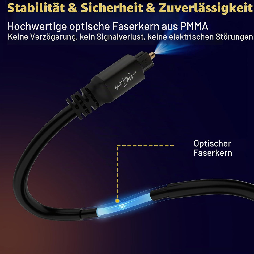 Optisches Audiokabel 10m, Toslink Optical Digital Audio Kabel (S/PDIF Verlustfreie Klangqualität), L
