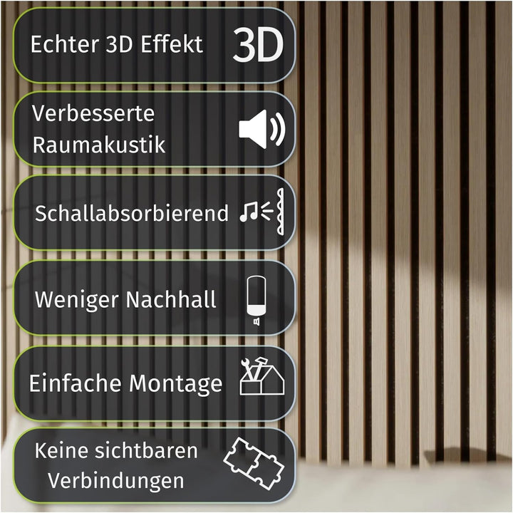 HORI Akustik-Wandpaneele in Holzoptik Schallabsorbierende Wandverkleidung für Wanddeko Akustikpaneel