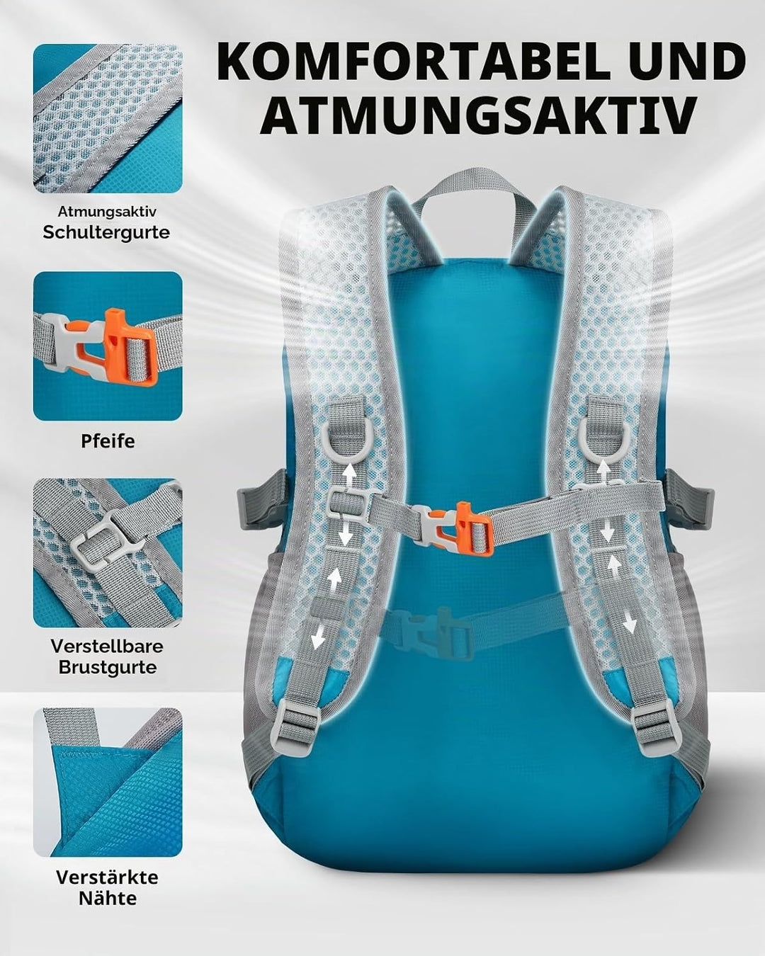 WATERFLY Rucksack Klein Faltbarer Rucksack: 15L Ultraleicht Wanderrucksack Foldable Backpack mit Atm