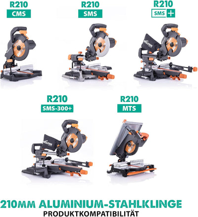 Evolution A210TCT-60MS - 210 mm Sägeblatt zum Schneiden von Aluminium - Metall-Sägeblatt Hartmetallb