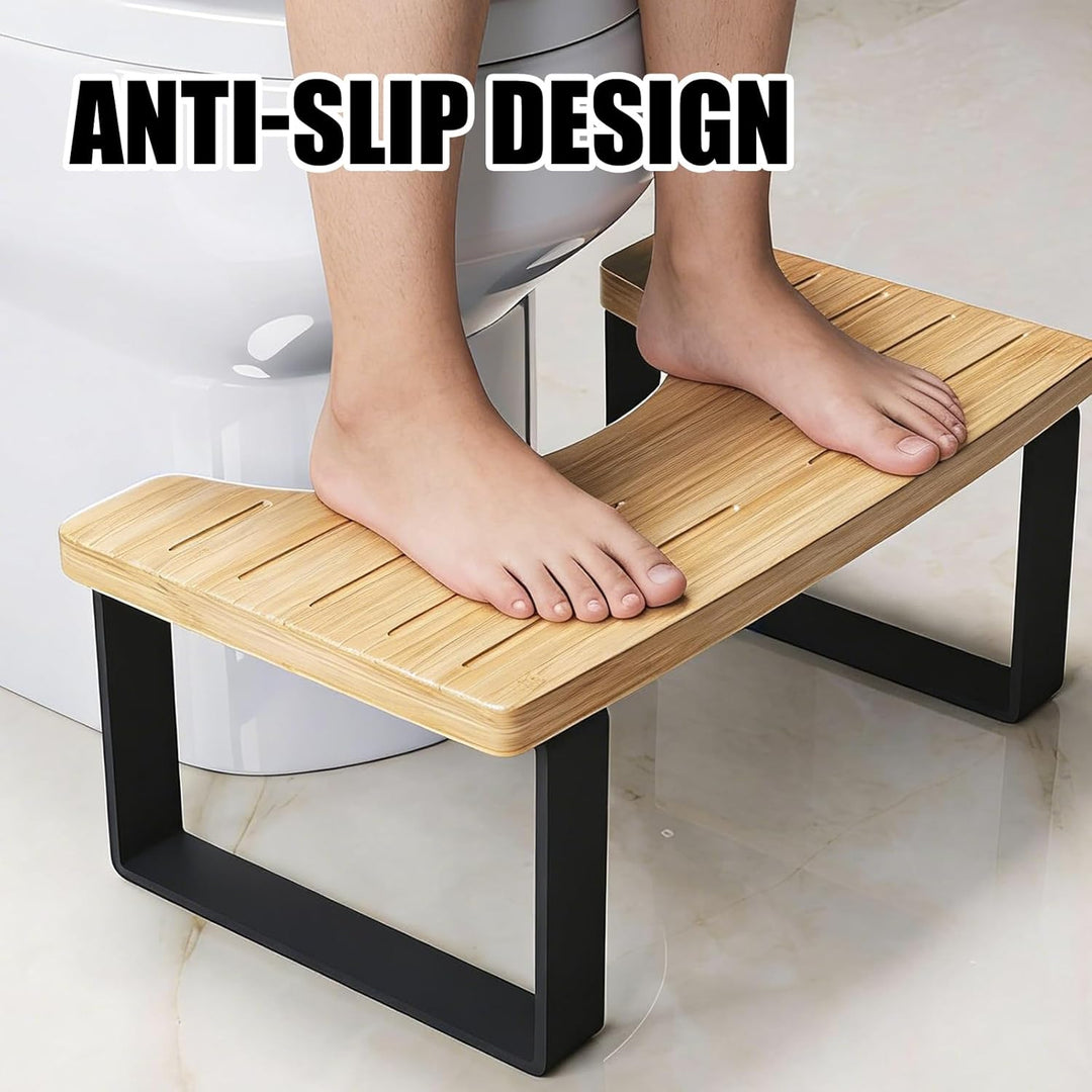 40×20×17cm Toilettenhocker Erwachsene: Badezimmer-Kothocker für Erwachsene, Eisen-Holz Kombinationsm