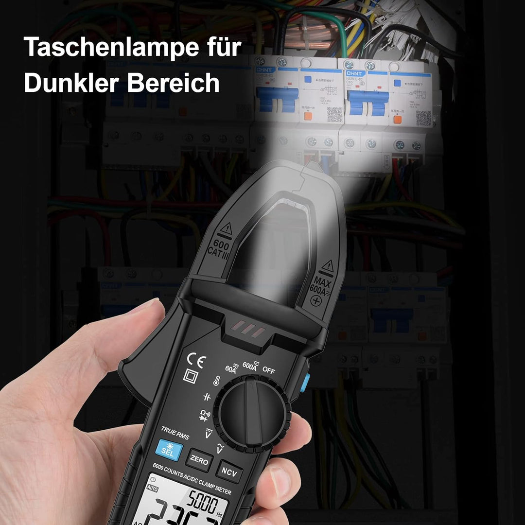 Stromzange MESTEK AC/DC Zangenmultimeter Strommessgerät Amperezange True-RMS 6000Zähler Automatische
