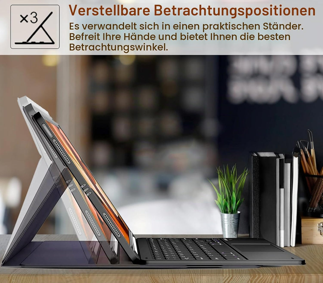 Hülle mit Touchpad Tastatur für Xiaomi Redmi Pad 2 Pro 12.1 Zoll 2025, 3-Zonen 7-Farben Beleuchtung,