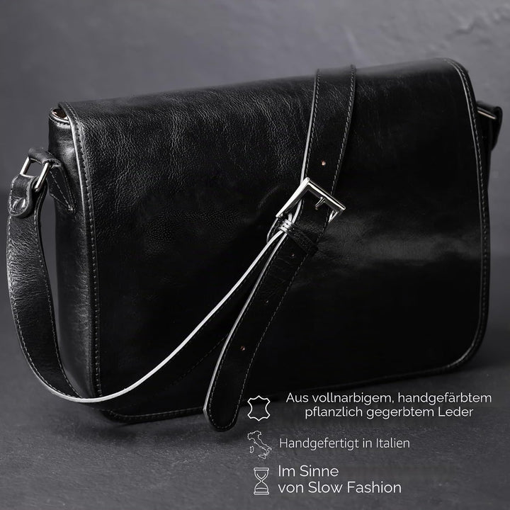 Time Resistance Leder Umhängetasche Herren - Messenger Bags - Arbeitstasche Herren - Elegante Aktent