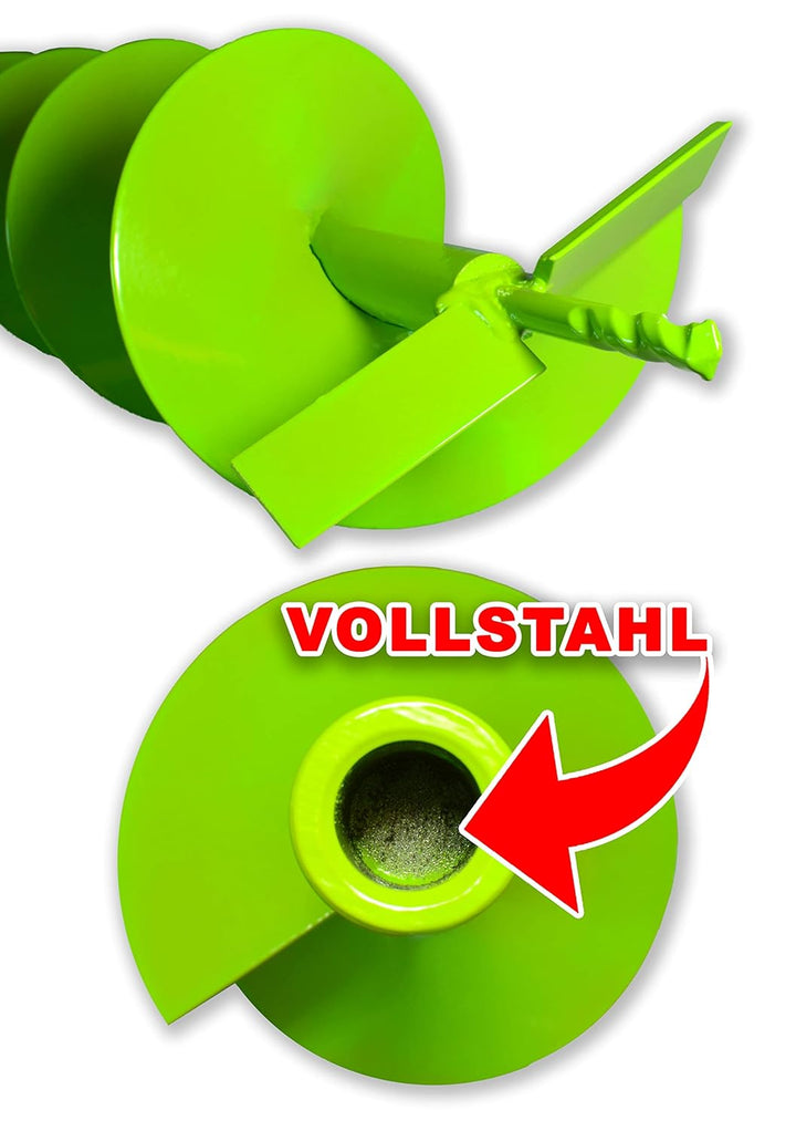 WERHE® Profi Bohrer VollStahl, Erdbohrer für bohrmaschine 150 mm extrem robust mit Stihl Adapter - P