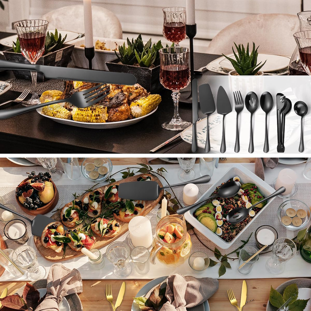AARAINBOW Servierutensilien Set 8 Stück, Gross Buffet Servier Besteck mit Servierlöffel, Edelstahl S