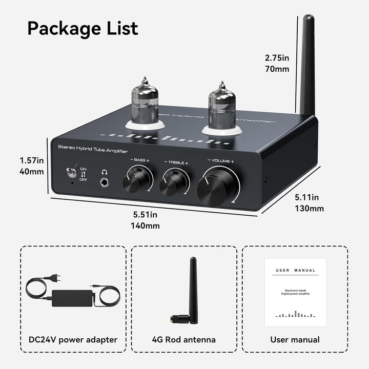 VEDINDUST Phono Vorverstärker Plattenspieler Röhrenverstärker Unterstützt 3 Lautsprecher HiFi Verstä