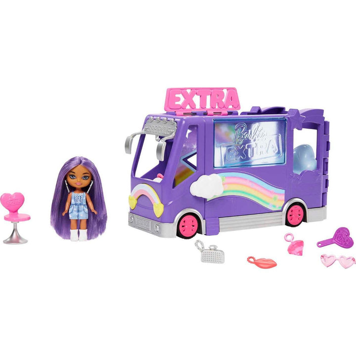Barbie Extra Mini Minis, Extra Mini Minis Barbie Puppe mit Extra Sparkle Tour Bus Van, inkl. Barbie