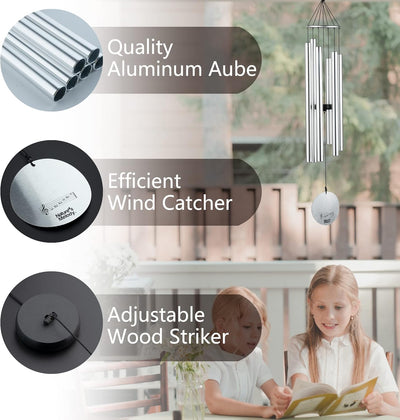 OSVINO Klangspiele Windspiele Aluminium mit Klang Gesamtlänge 90cm gross für drinnen draussen Balkon