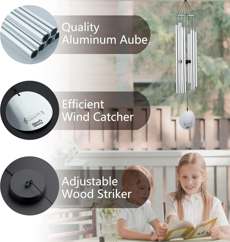 OSVINO Klangspiele Windspiele Aluminium mit Klang Gesamtlänge 90cm gross für drinnen draussen Balkon