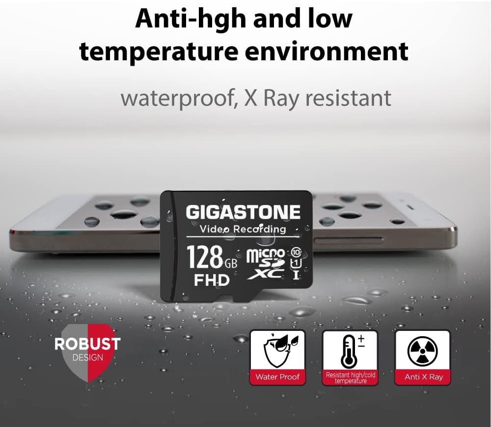 GIGASTONE 128GB MicroSDHC Speicherkarte 5er-Pack + SD Adapter, für Action-Kamera, GoPro, Drohne und