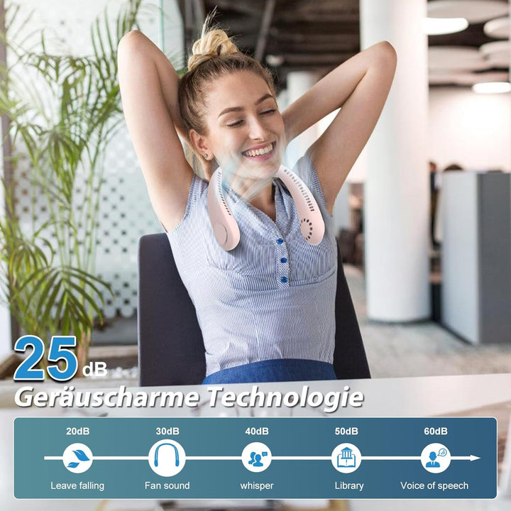 Timiyou Halsventilatoren, Hands Free Bladeless Fan, Tragbarer USB Ventilator, Nackenventilator mit 3
