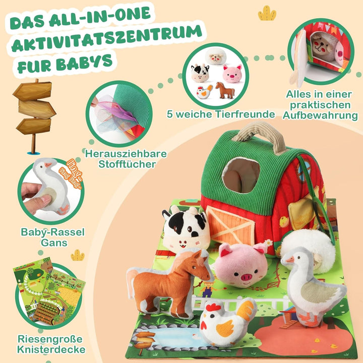 URMYWO Baby Spielzeug 6-12 Monate, Bauernhof Montessori Sensorik Spielzeug mit Bauernhoftieren, Sche