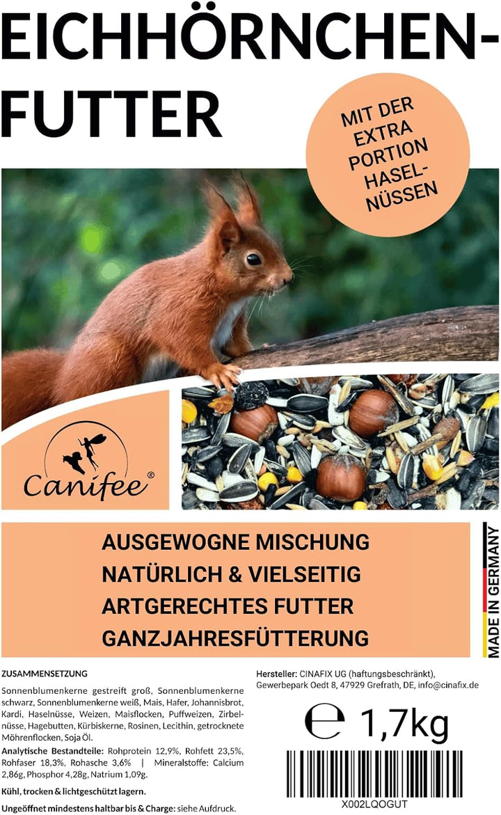 Eichhörnchen Futter 1.7 kg Nachfüllpack artgerechtes Wildtierfutter ganzjährige Futtermischung - Nac