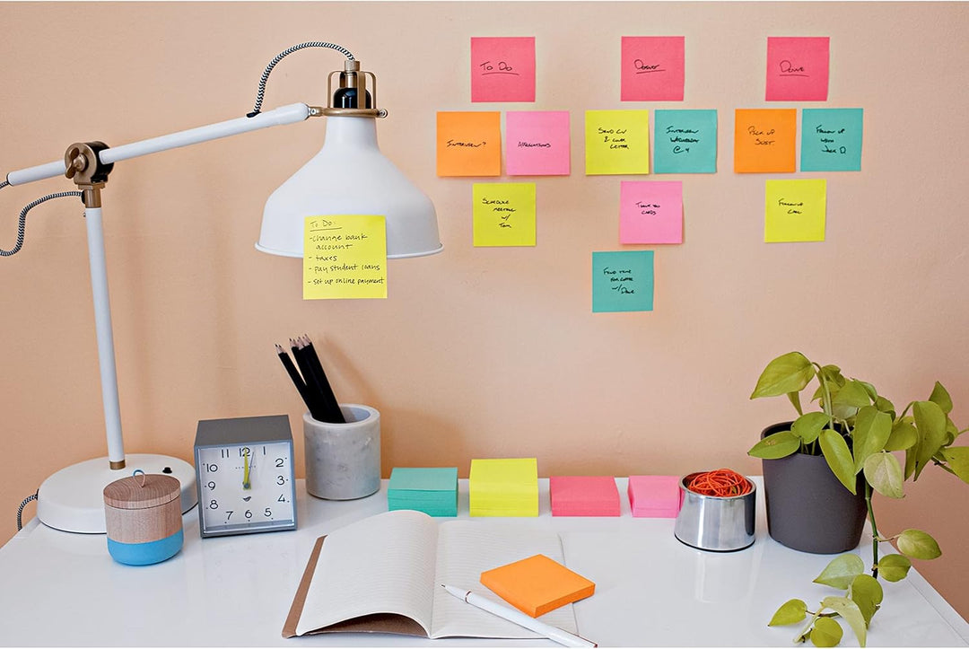 Post-it Super Sticky Notes, 6 Haftnotizblöcke, 7,6 x 7,6 cm, Schulbedarf für Studenten, ideal für Le