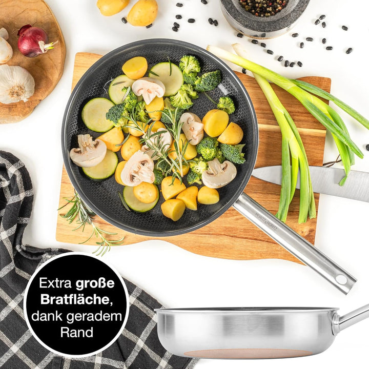 Moritz & Moritz Edelstahlpfanne Wabenstruktur 28cm mit Keramikbeschichtung der neuesten Generation -