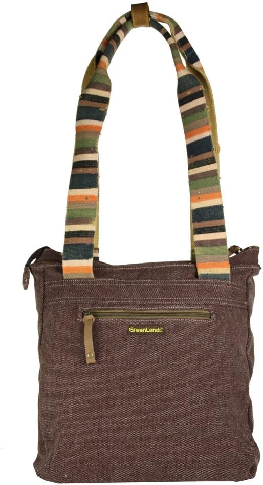 Greenland Shopper/Damen - Tasche XL braun Canvas/Büffelleder-Kombination