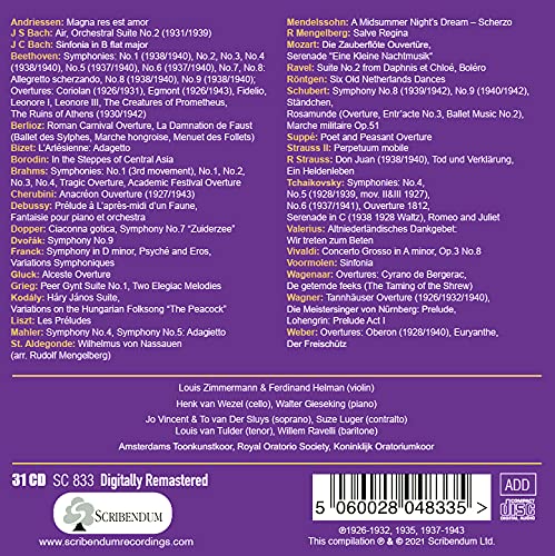 The Art of Willem Mengelberg with the Concertgebouw, Audio-CD