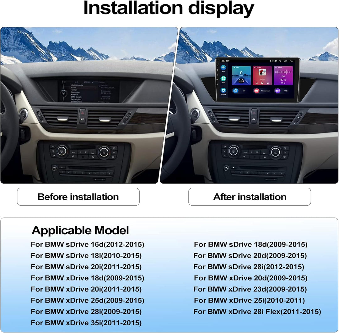 CAMECHO Android 13 Autoradio mit Navi für BMW X1 E84(2009-2016),10.1 Zoll Bildschirm Doppel Din Auto