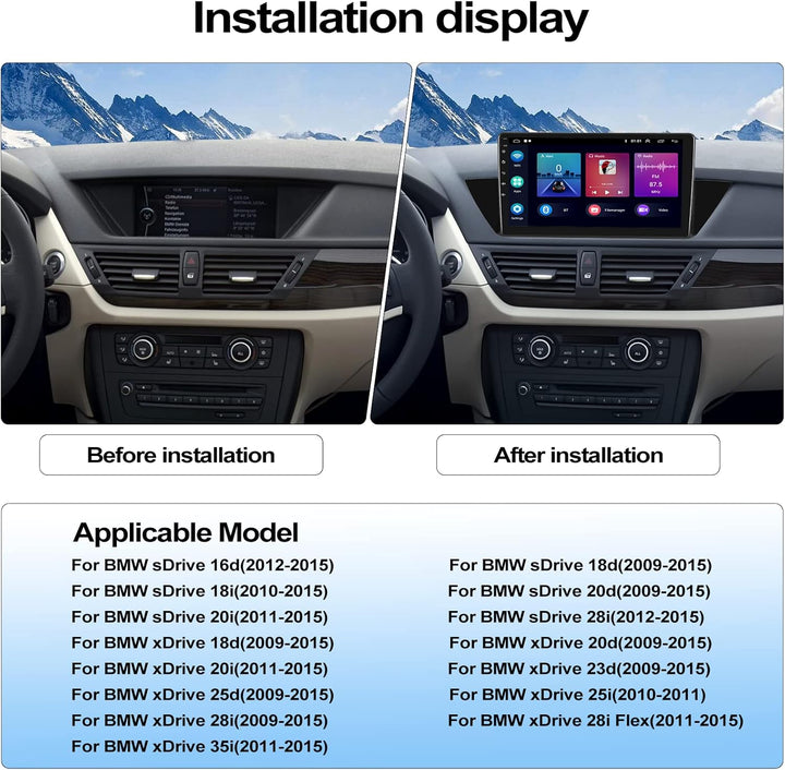 CAMECHO Android 13 Autoradio mit Navi für BMW X1 E84(2009-2016),10.1 Zoll Bildschirm Doppel Din Auto