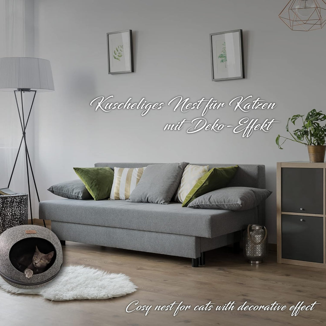 Luxflair stabile Filz Katzenhöhle HxBxT: 25x46x51cm, waschbares Kissen, moderner Cube, Kuschelhöhle