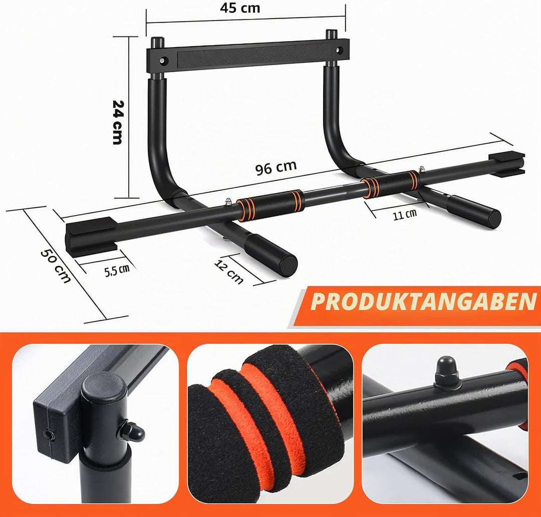 Klimmzugstange Türrahmen, Pull Up Bar Door Frame, bis 200kg Traglast, passend bis 85cm breite Tür, z