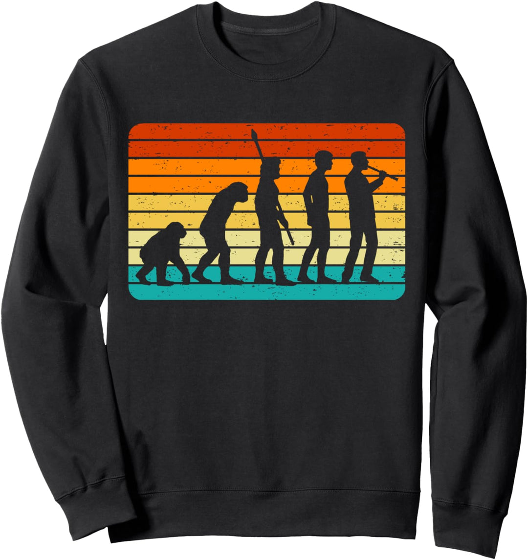 Retro Flötenspieler Flötist Flöte Design I Evolution Sweatshirt